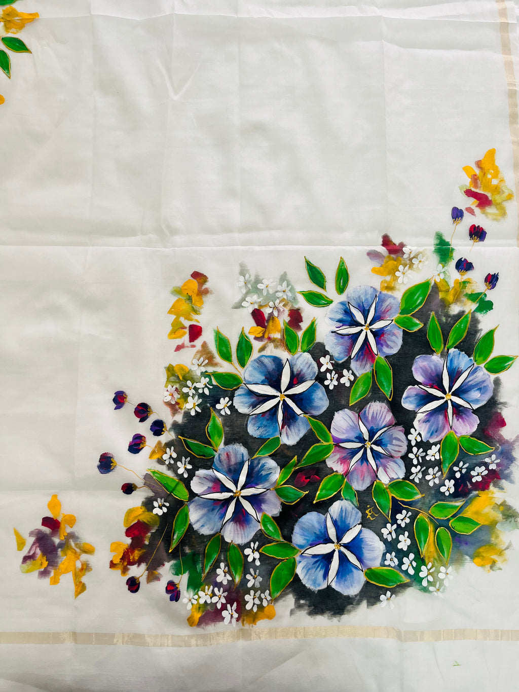 Malai chanderi dupatta : Neel Pushp Vatika