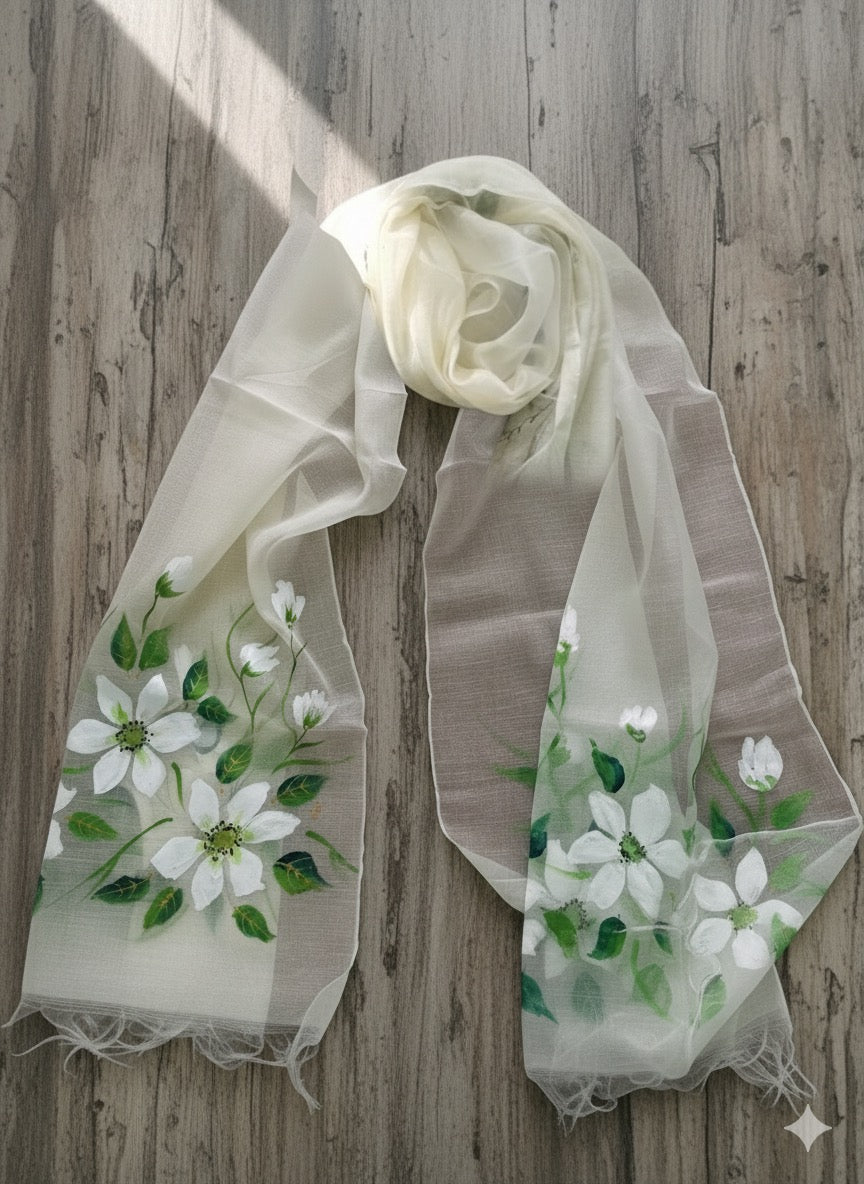 Half malai chanderi half pure organza silk scarf / dupatta