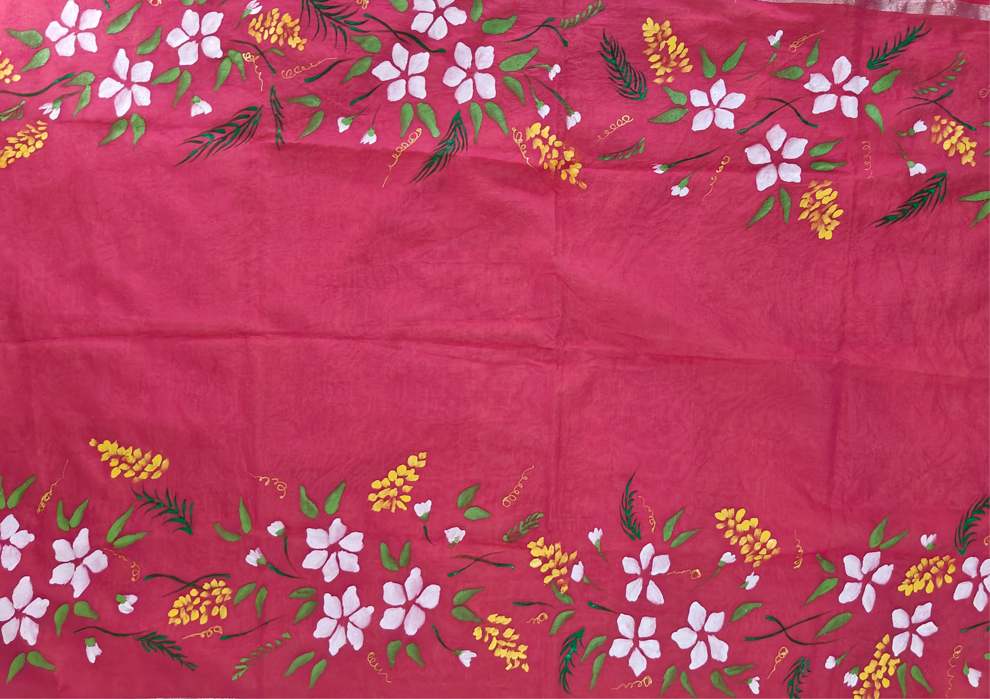 Hot pink pure chanderi dupatta “ whispers of Spring”