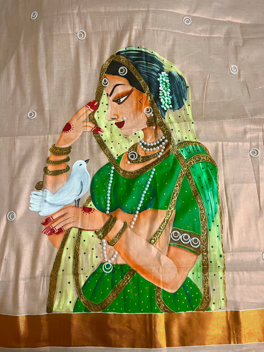 Copper coloured Kerala lasavu tissue saree