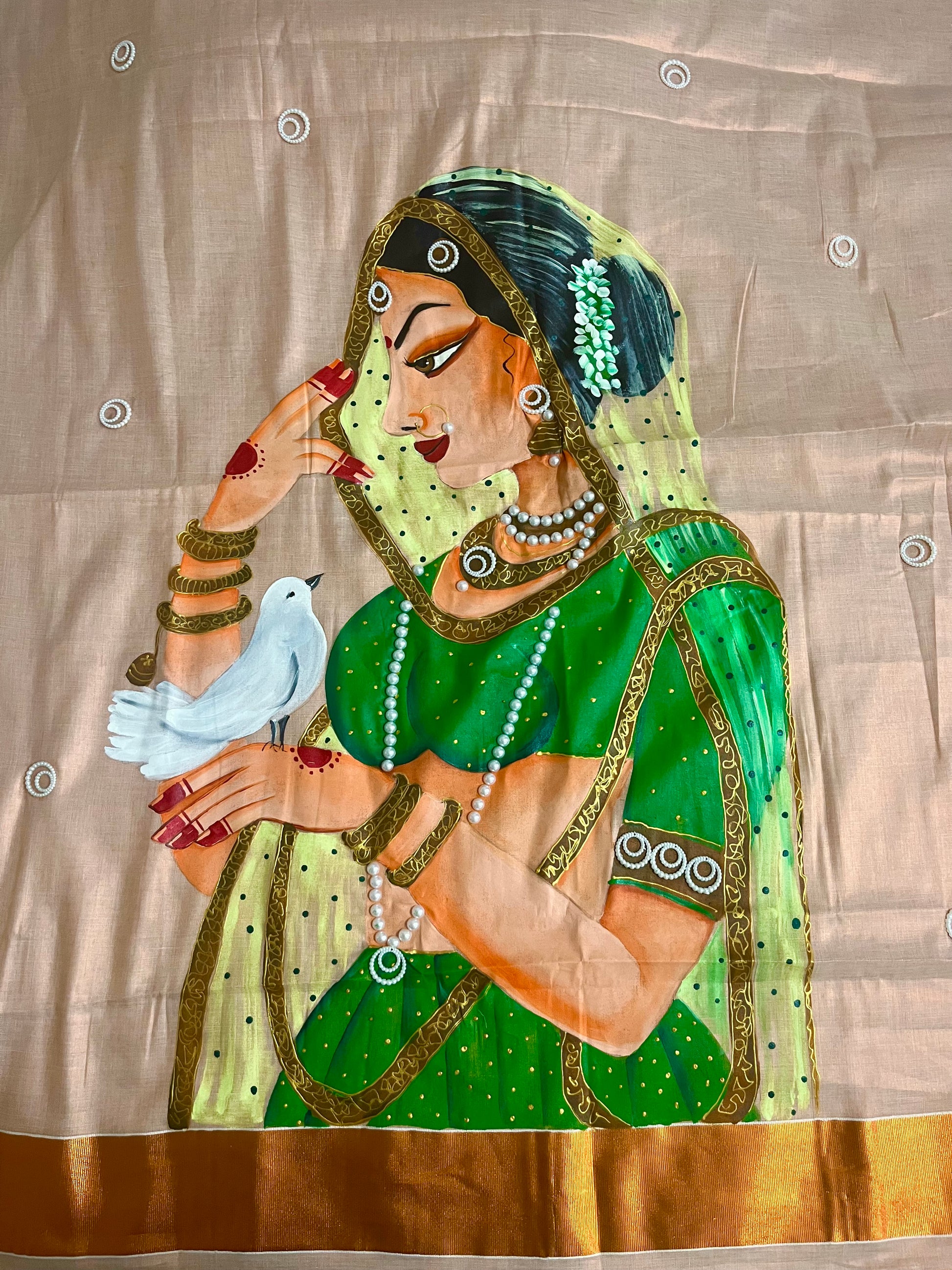 Copper coloured Kerala lasavu tissue saree