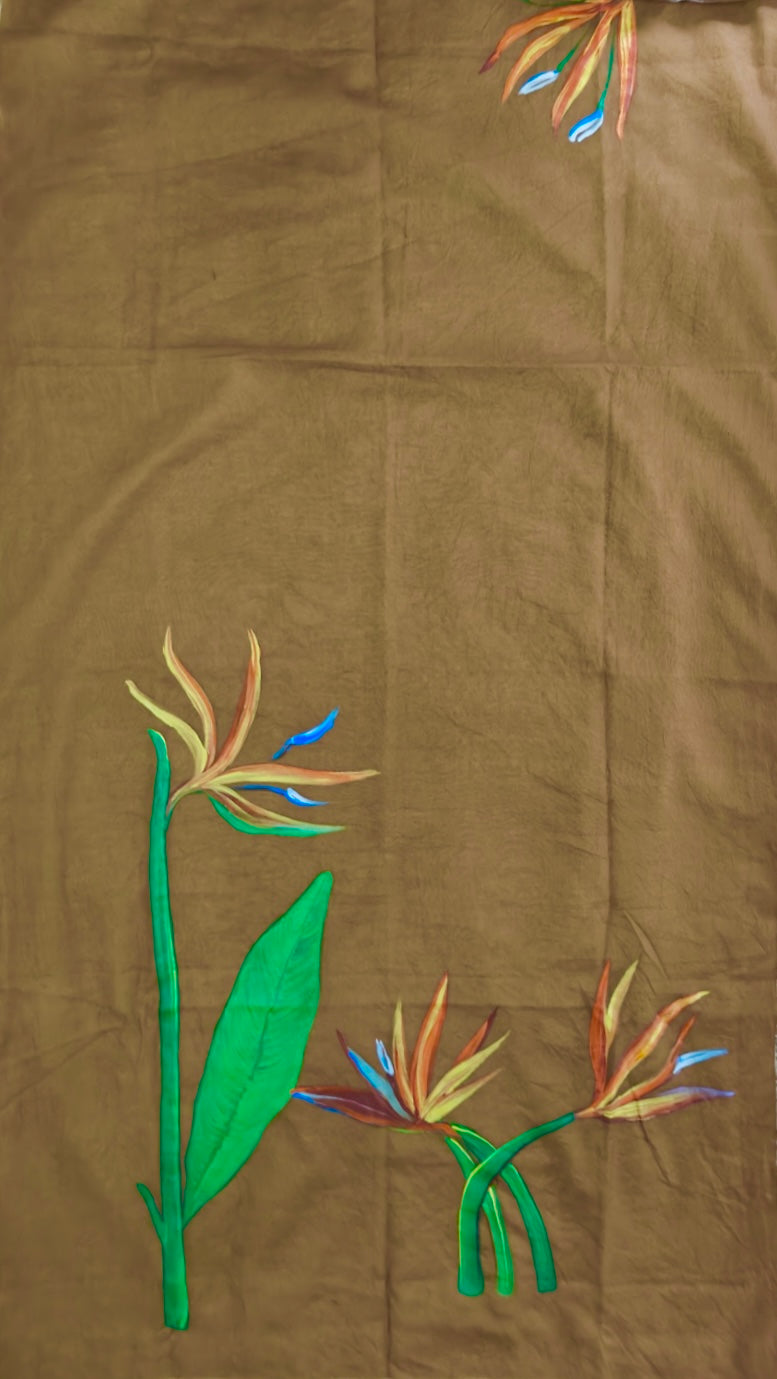 Brown coloured pure chanderi dupatta “ wings of paradise”