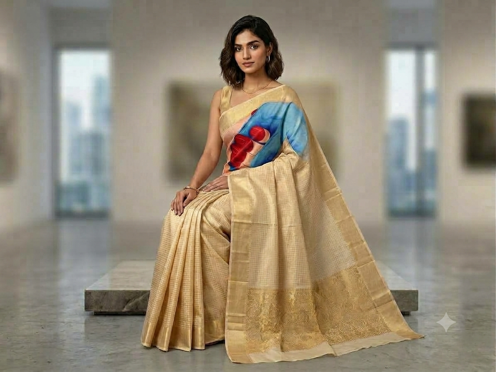 Semi silk golden saree