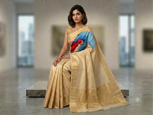 Semi silk golden saree