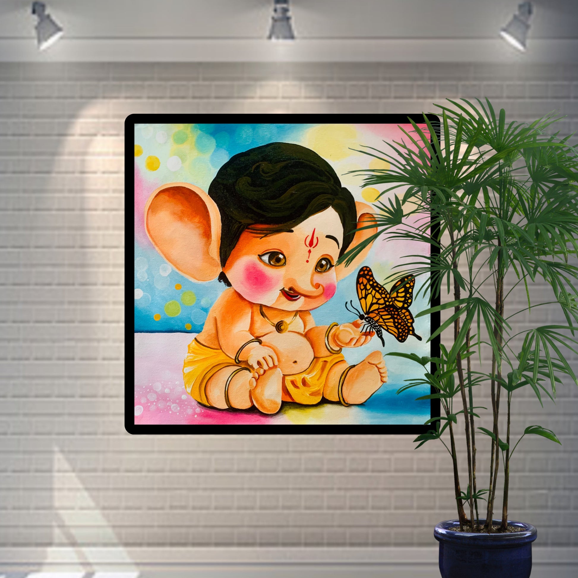 Cute Ganesha with a butterfly