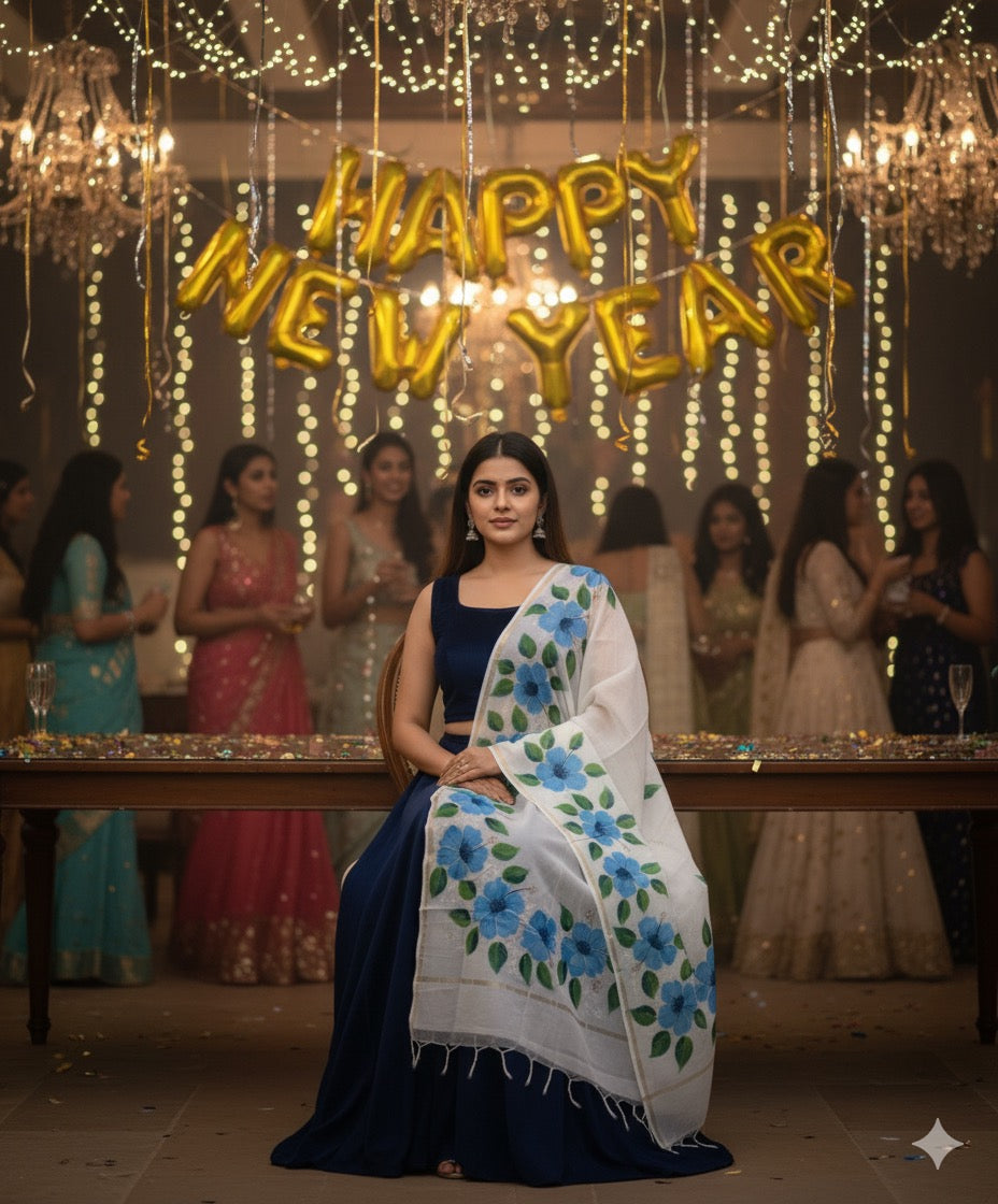 Pure malai chanderi dupatta : Neelabari