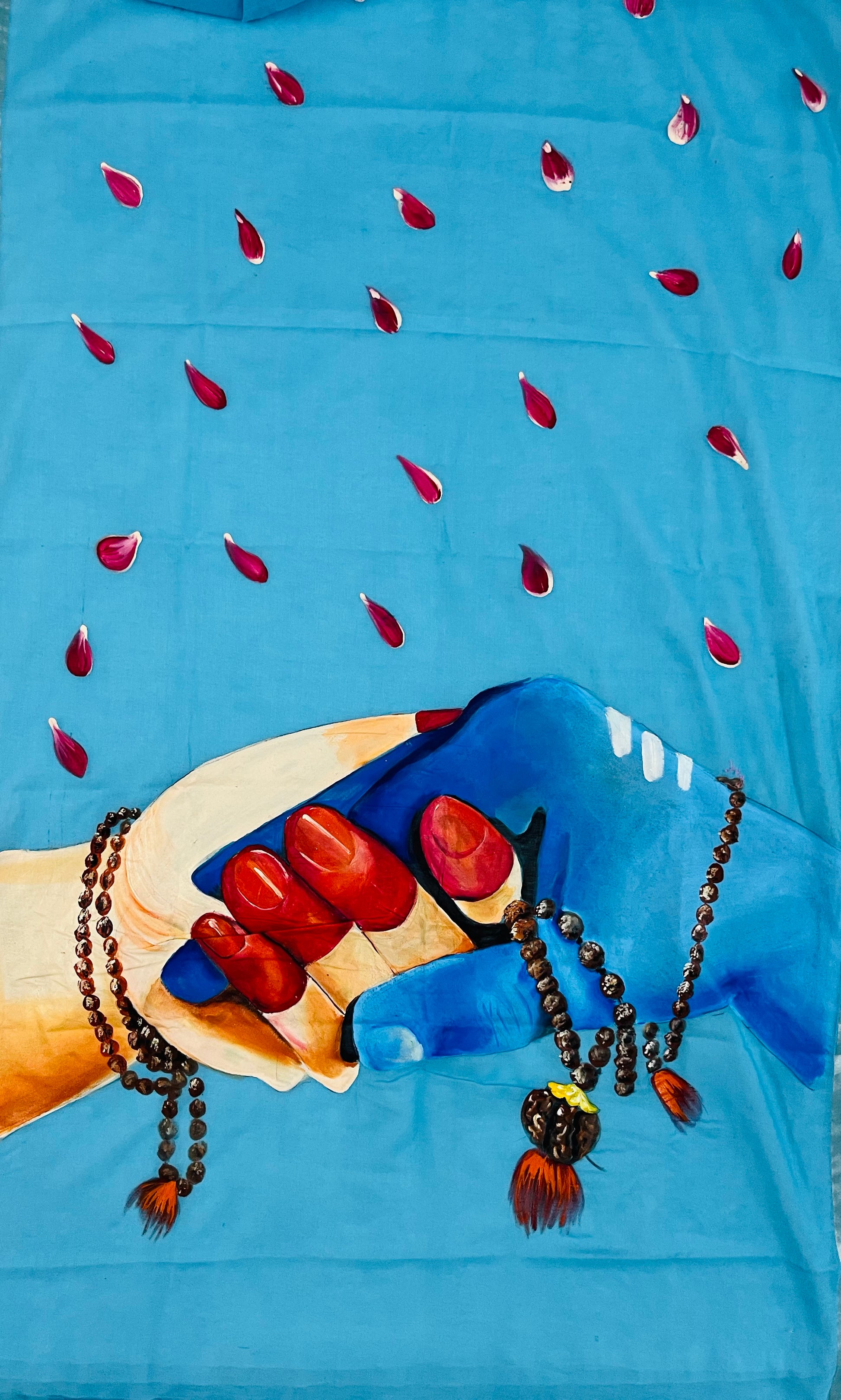 Light blue colour pure chanderi dupatta : “Adiyogi se Ardhanari tak”