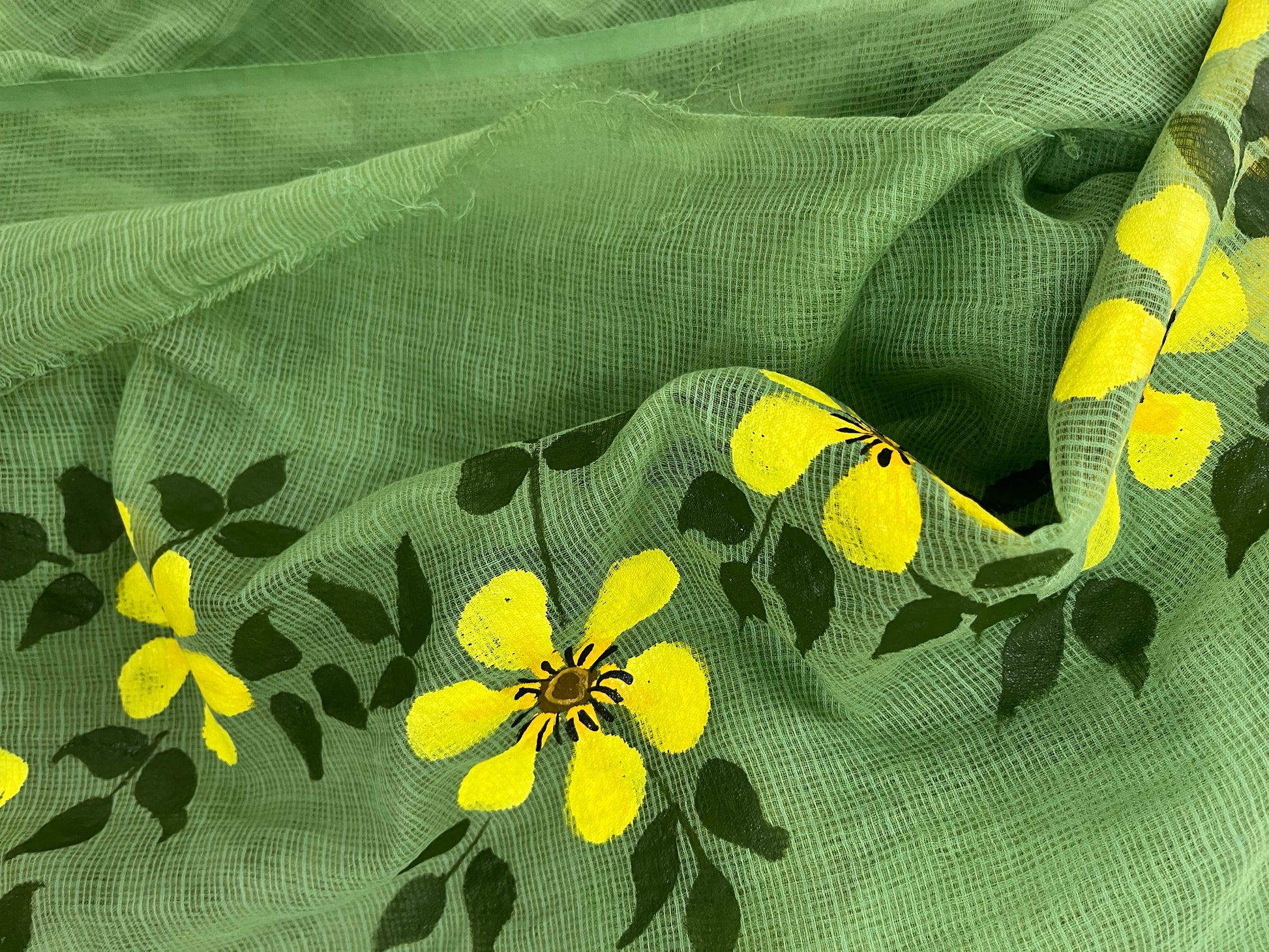 Pista green Pure cotton Kota Doria saree : Harit Pushpangan