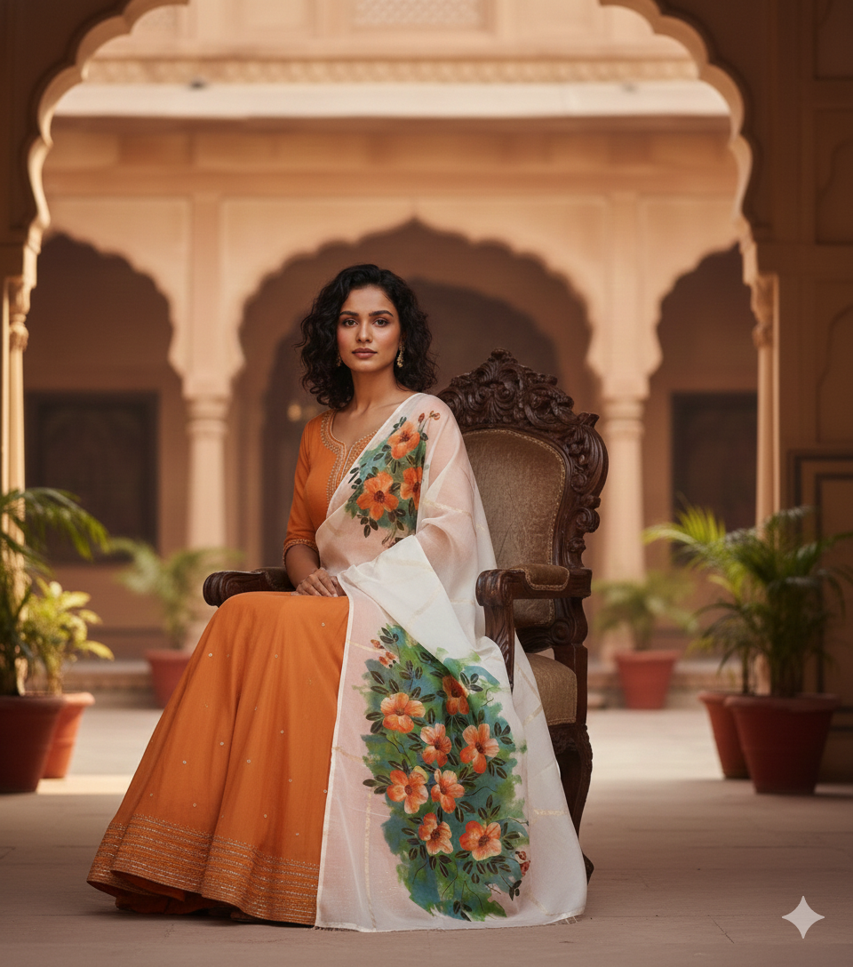 Pure malai chanderi dupatta : Aangan ke Phool