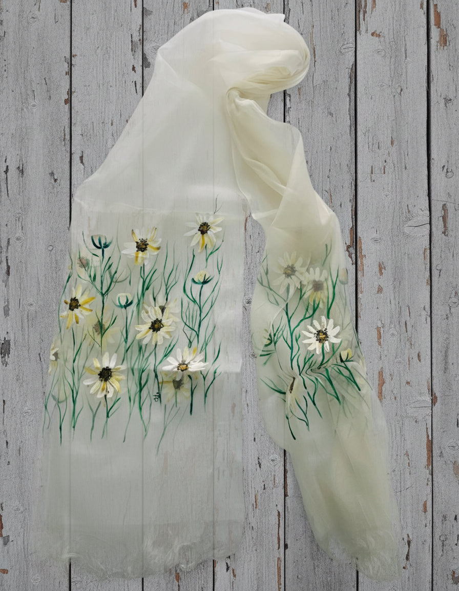 Half malai chanderi and half pure organza silk scarf / dupatta