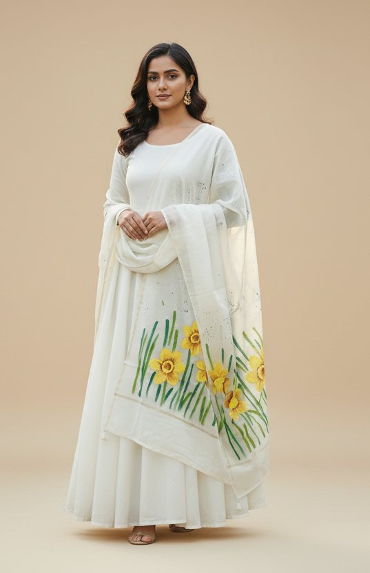Pure malai chanderi dupatta : Harbingers of Hope