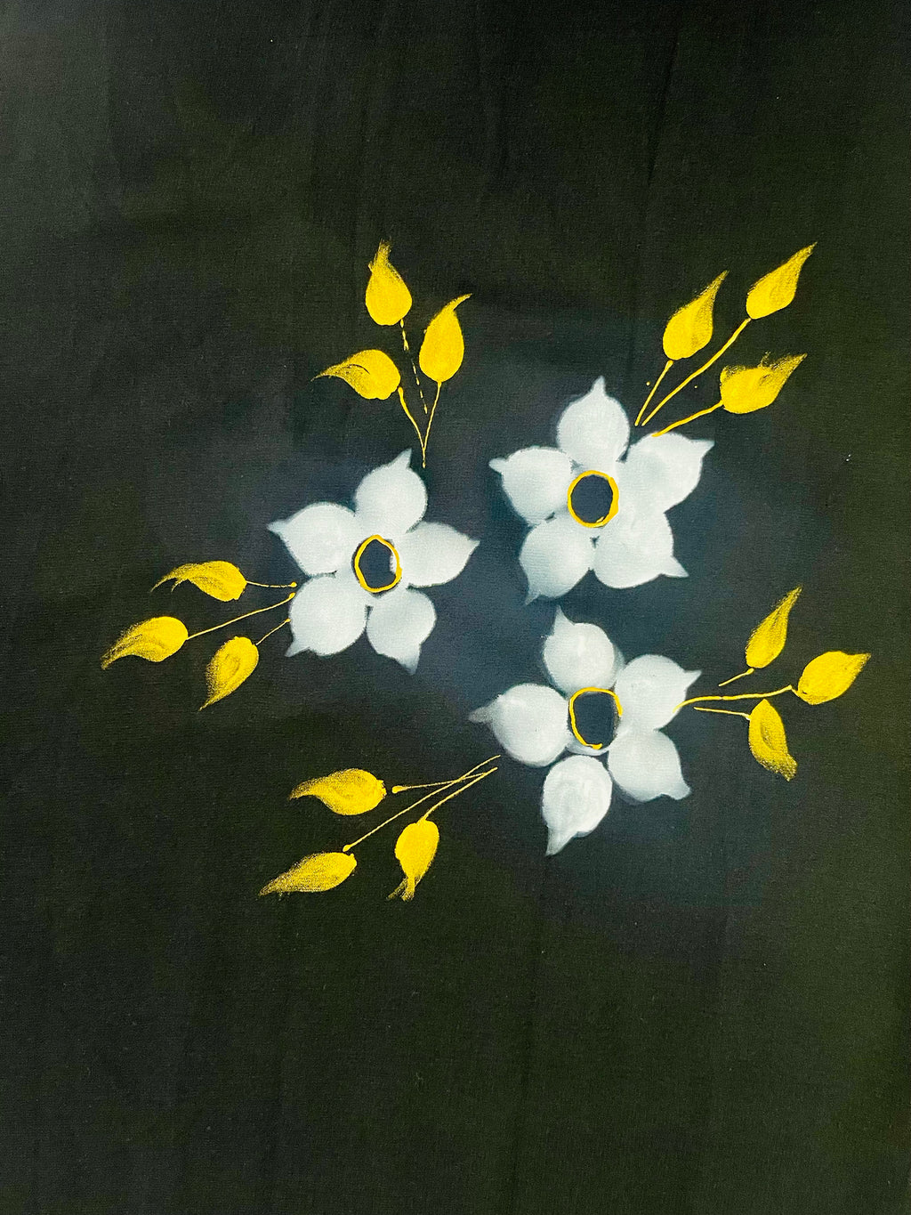 Black georgette saree : moonlight in Bloom