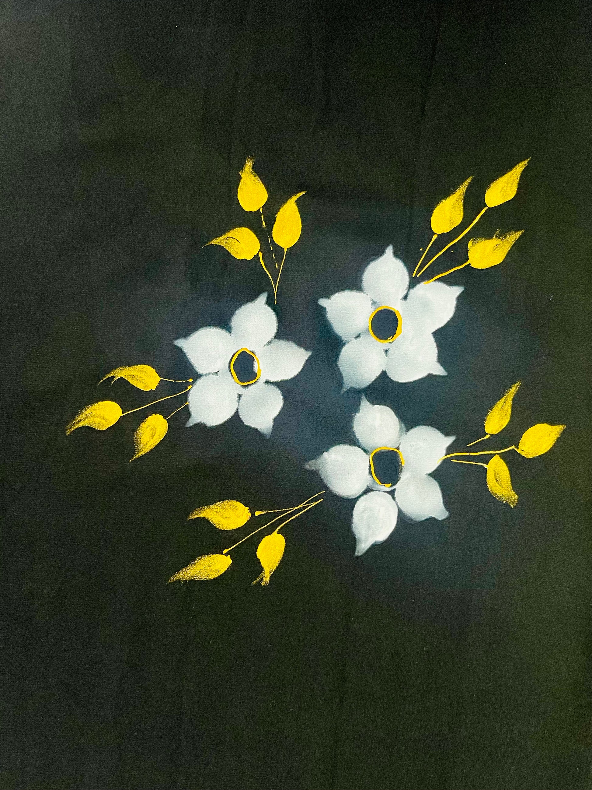 Black georgette saree : moonlight in Bloom