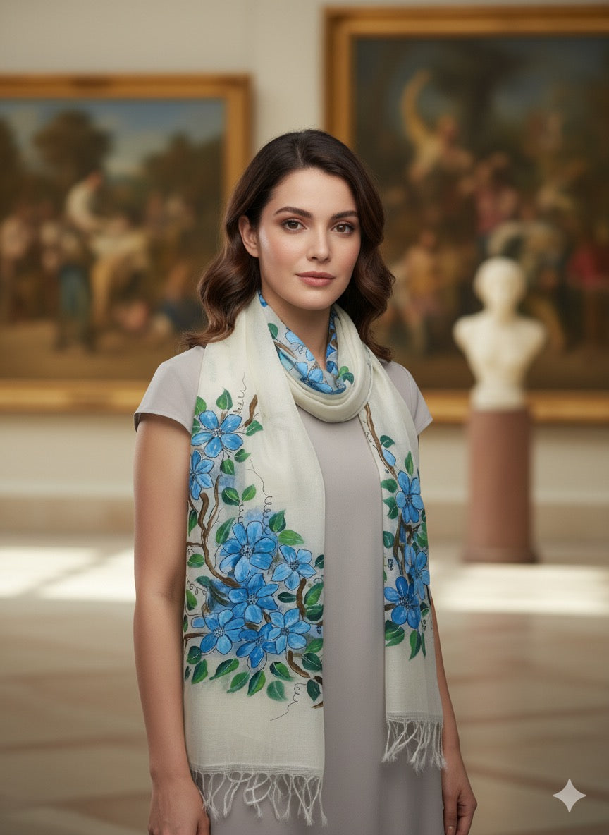 Half malai chanderi and half pure organza silk scarf / dupatta