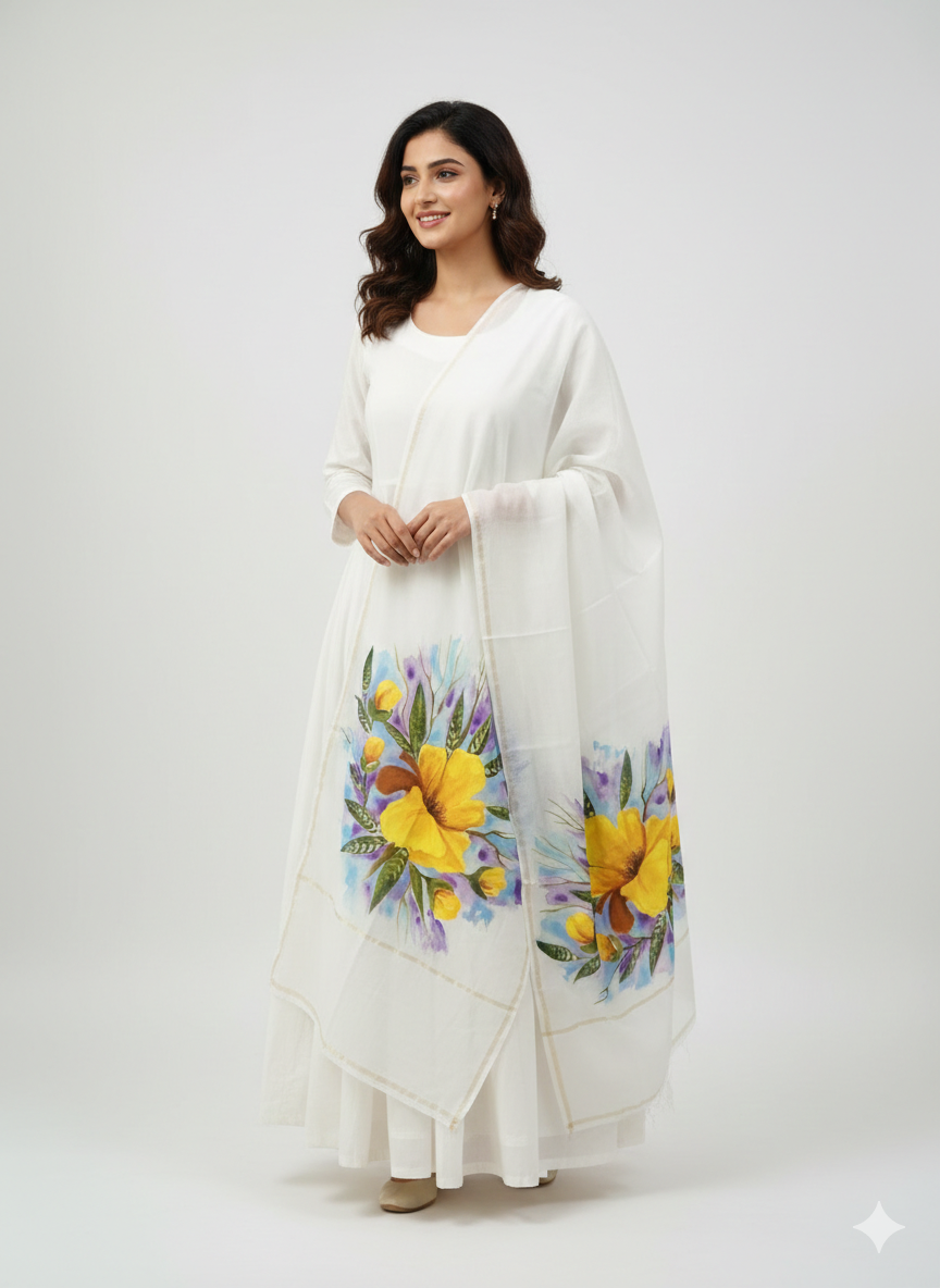 Pure malai chanderi dupatta : Surya Sparsh