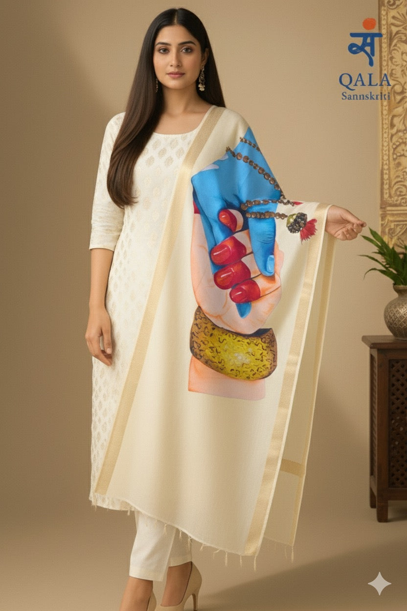 Natural coloured pure chanderi dupatta
