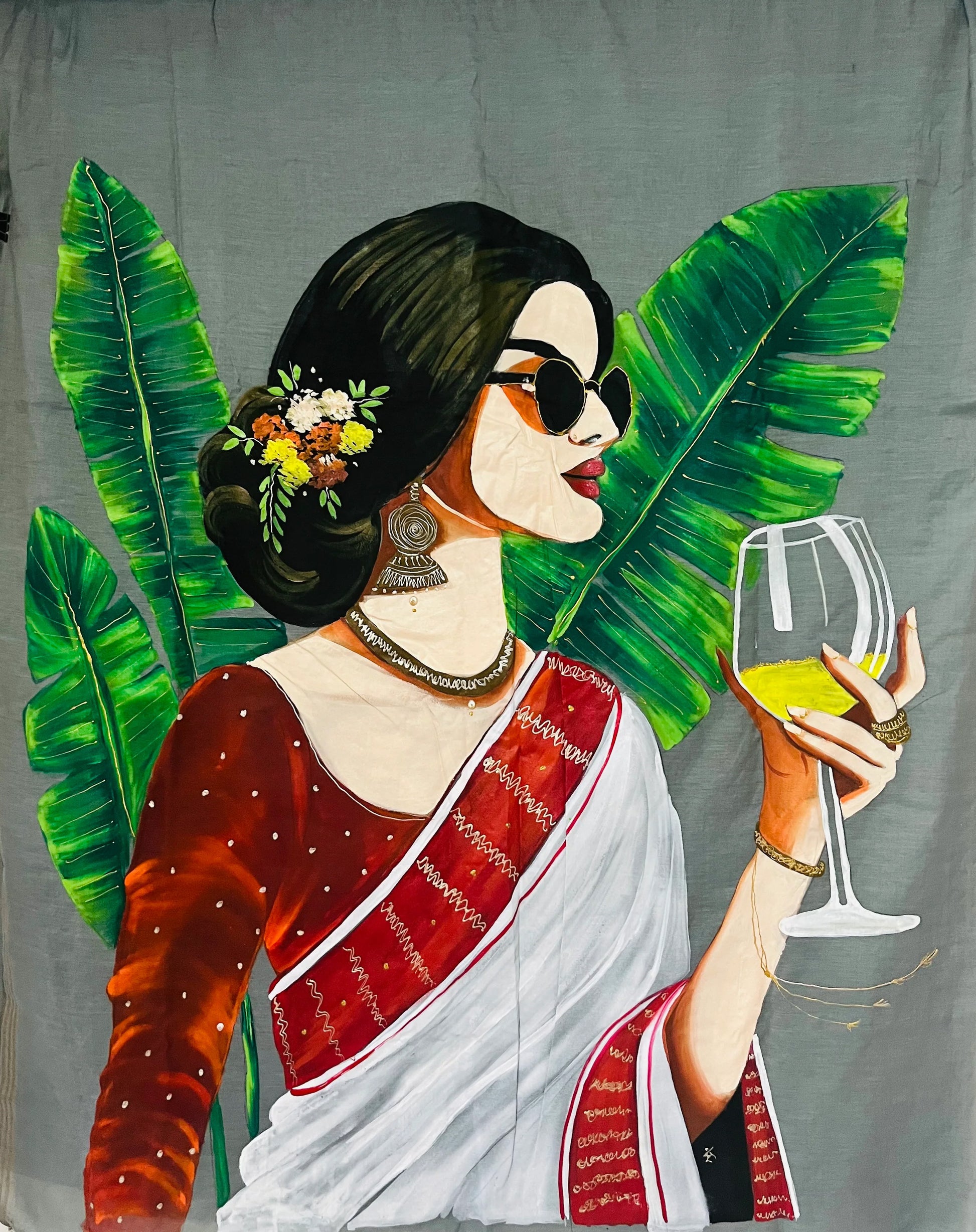 Grey chanderi saree :Grey grace
