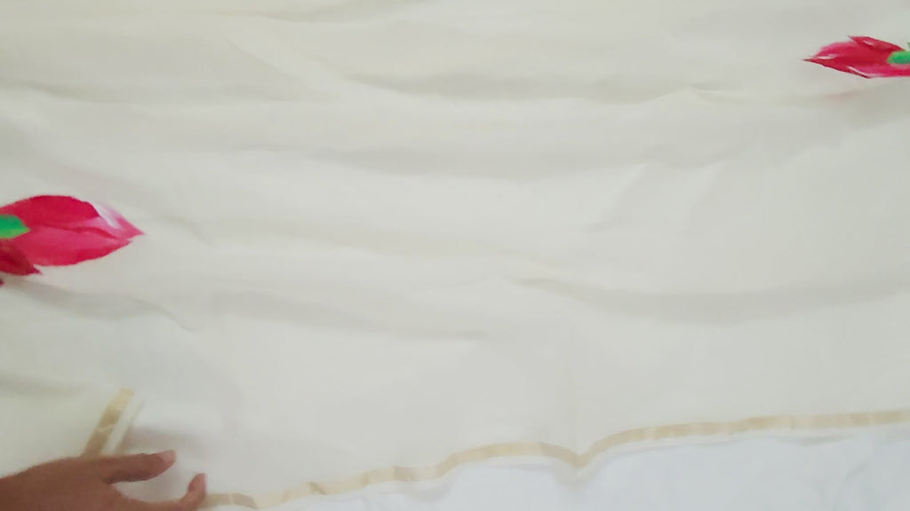 Pink lotus natural coloured pure chanderi silk dupatta : Grace of the lotus