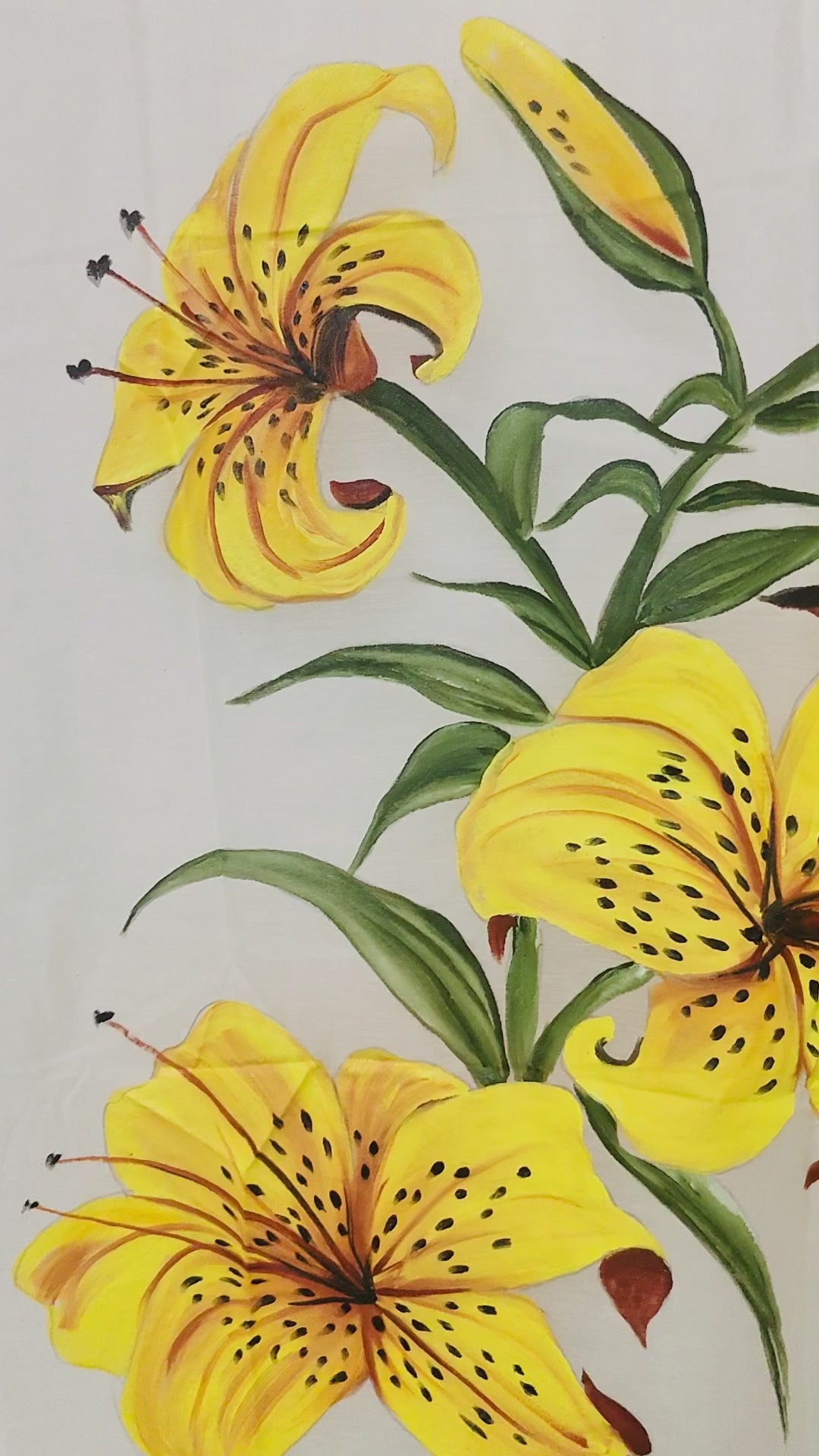 Yellow tiger lily pure natural coloured chanderi  dupatta : Radiance of Tiger lily