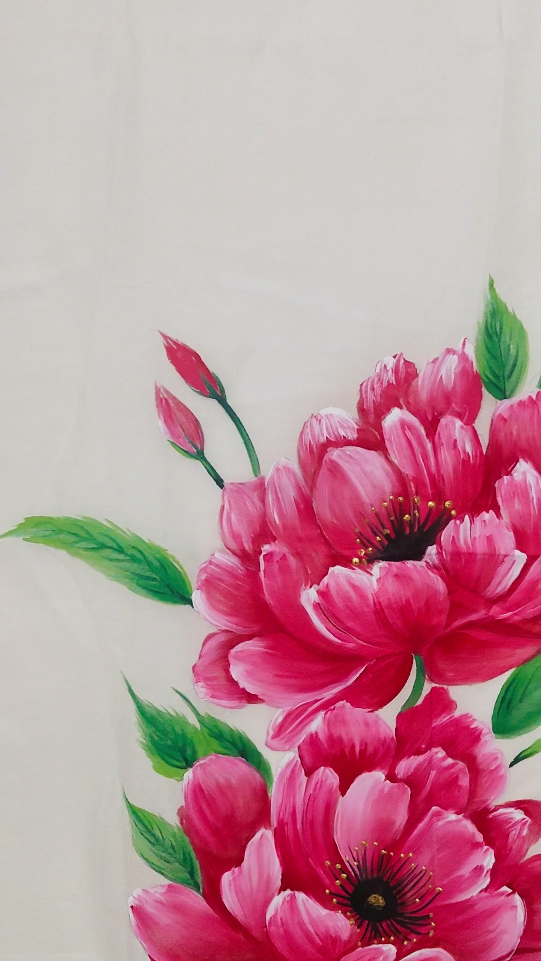 Natural coloured pure chanderi floral dupatta ( pink flowers): Blossoms of Grace