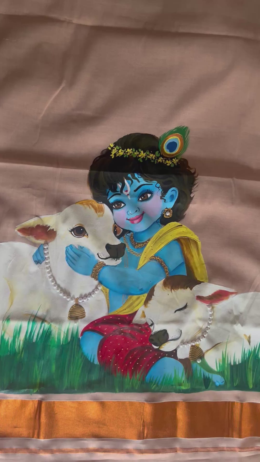 Copper Kerala kasavu tissue saree