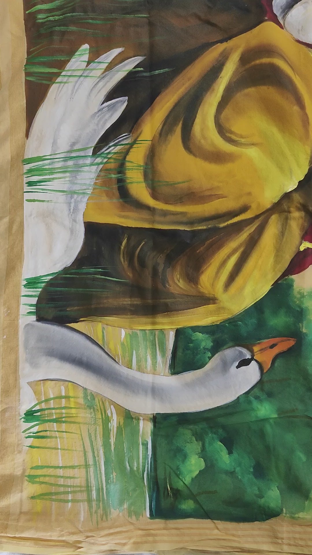 Lemon yellow pure chanderi saree : “ Vasantha Rang :Krishna in Spring”